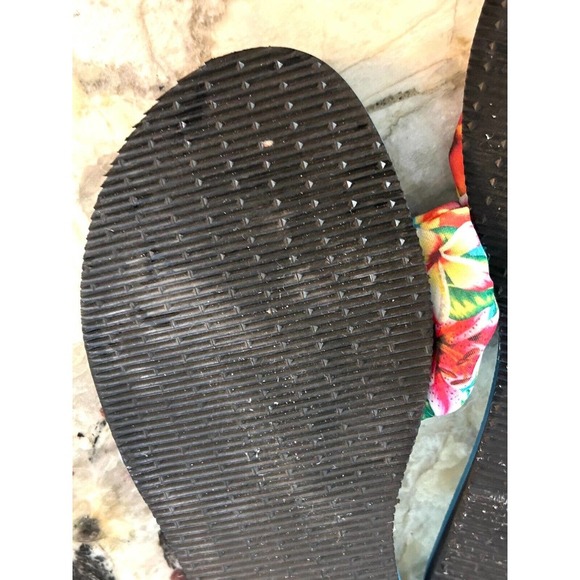 Havaianas Flip Flops Sandals Women's 9/10W EU 41 42 Blue Fabric Tropical - Picture 7 of 9